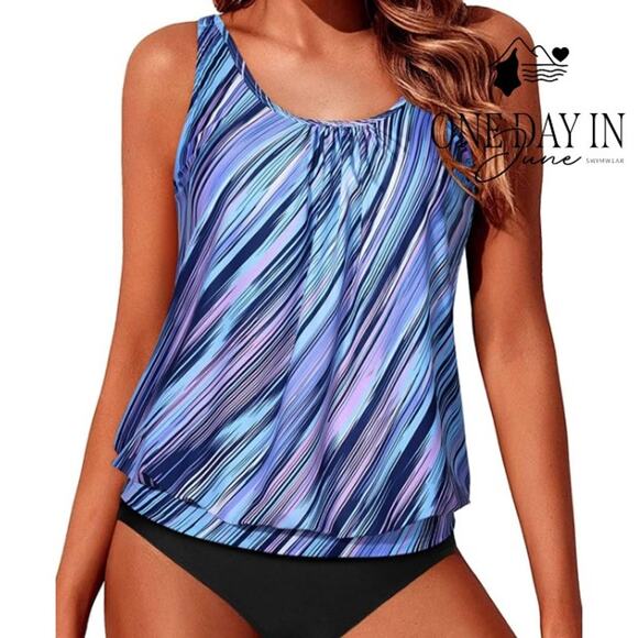 Yonique Blouson Tankini Swimsuit Size L - Picture 1 of 6
